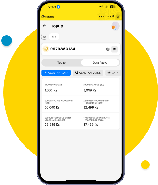Select a data pack for yourself or other phone number
