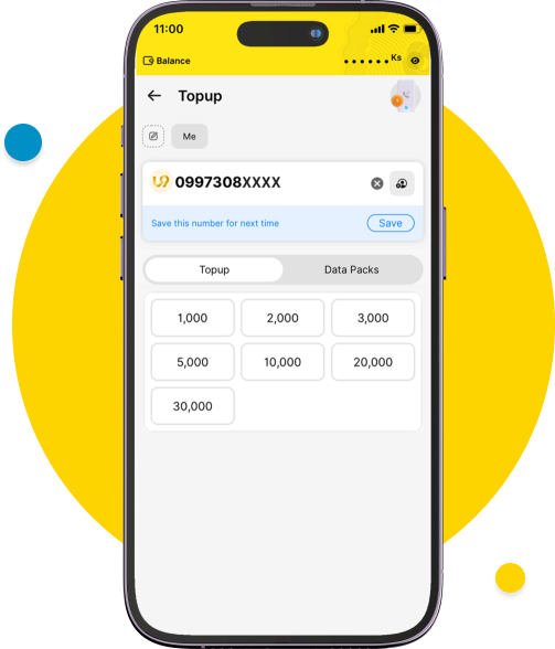 Type the mobile number you wish to topup correctly or select and add it from the contact list on your phone. If you want to save this number for further use, click “Save”.