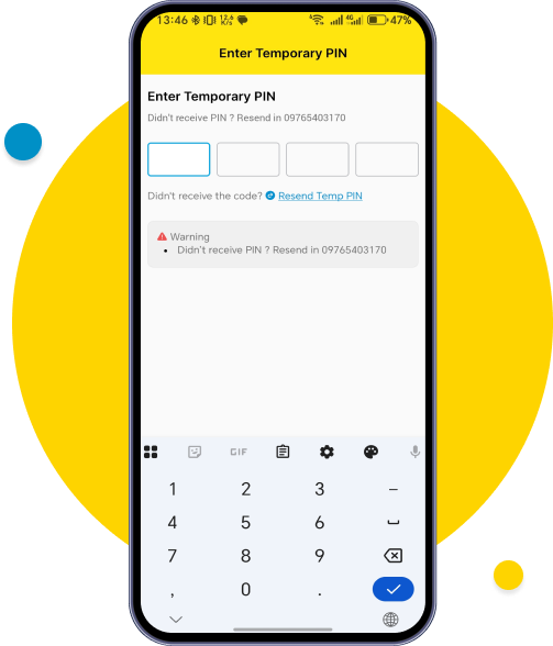 Enter the temporary 4-digit PIN you receive via SMS.
