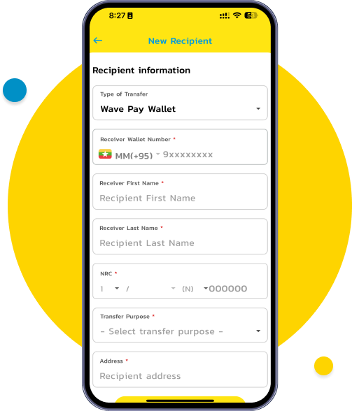 Enter all required information for the recipient accurately.