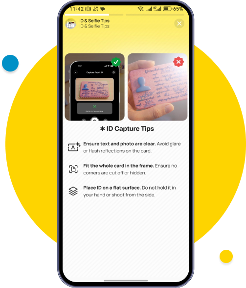 Click the (?) button in the right corner to view the guide on how to photograph your ID card.