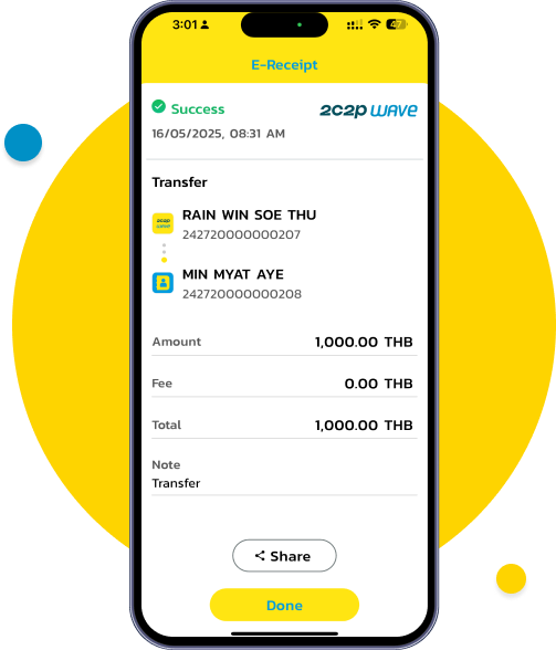 That’s it! Your transfer is successfully completed. You will now see the e-Receipt as confirmation.