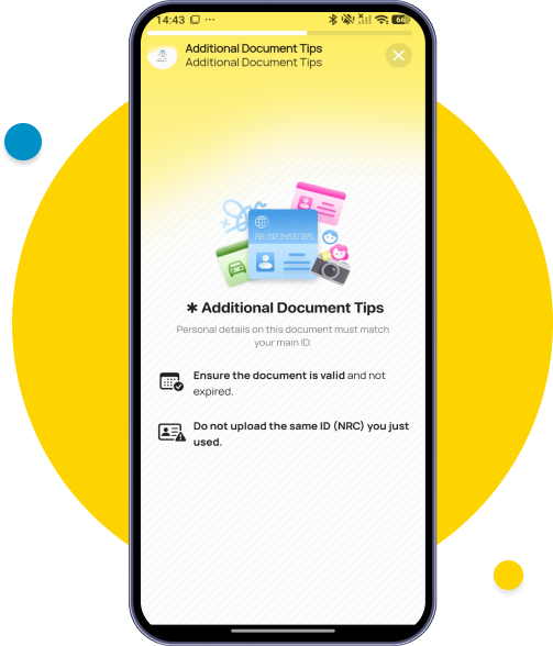 Click the (?) button in the right corner to view the guide on how to photograph your additional ID card.