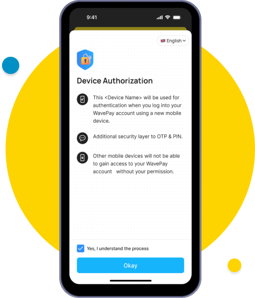 Tap Okay to verifyyour device with theone-device, one-account system andclick “Yes, I understandthe process.”
