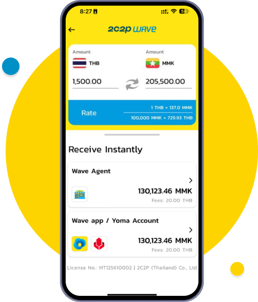 Choose your transfer method — either Wave Agent or Wave App.