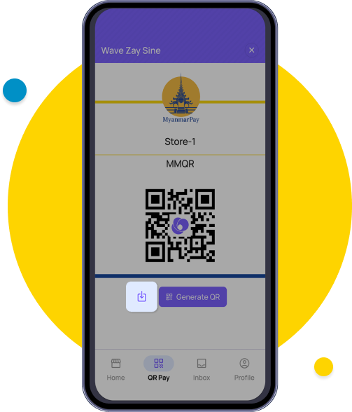 Download Icon ကိုနှိပ်ကာ ကိုယ်ပိုင် MMQR အဖြစ် ဖုန်းထဲ Save ထားပြီး ချက်ချင်းအသုံးပြုနိုင်ပါပြီ။ 