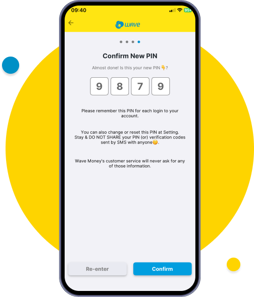 Review the new PIN and tap confirm.